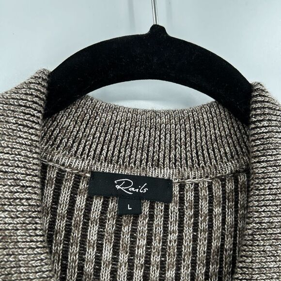 RAILS Brown Ribbed Knit Collared Button Up Rory Cardigan Sweater Size Large - Picture 6 of 7